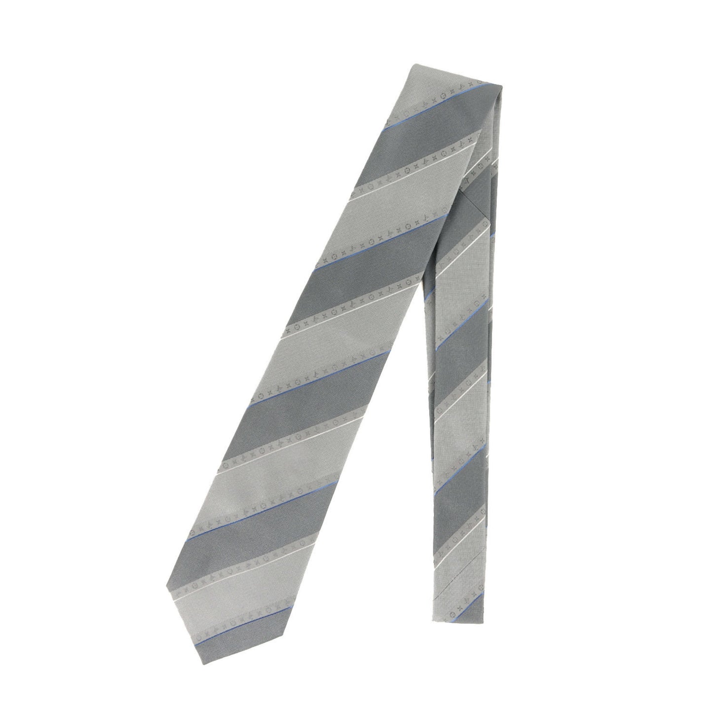 Louis Vuitton Regimental Monogram Silk Cravate Tie M77835 Silver