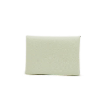 Hermes Calvi Duo Verso Business Card Holder/Card Case Epson Vert Fizz Yucca W Engraved