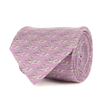 Hermes Surfer Shark Monogram Silk Tie 625675 Pa Purple