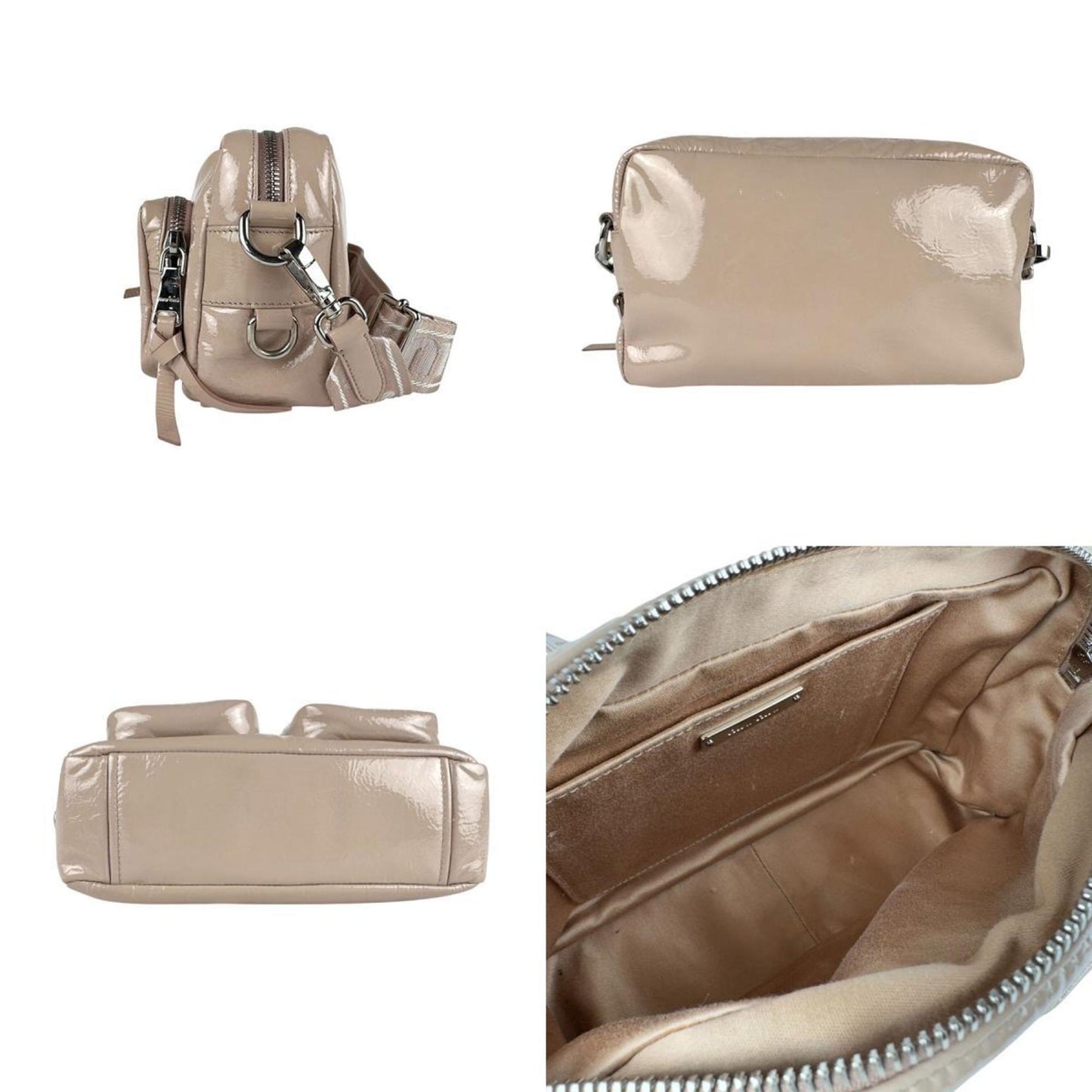 Miu Miu Miu Shoulder Bag In Patent Leather Pink Beige