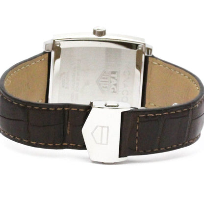 Tag Heuer Monaco Diamond Steel Leather Quartz Watch Waw131E
