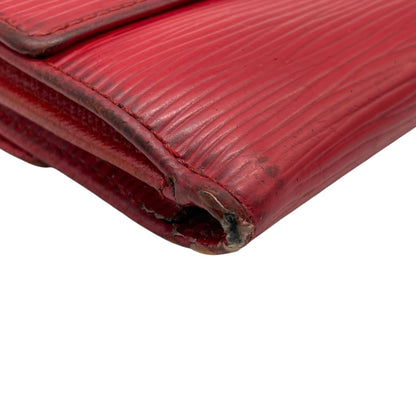 Louis Vuitton Louis Vuitton Tri-Fold Wallet Epi Leather Porte Monnaie Bi-E Carte Credit M63487 Red