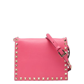 Valentino Studded Shoulder Bag In Pink Leather