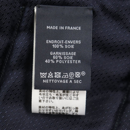 Hermes 100% Silk H Motif Velour Logo Quilted Padded Large Scarf Blanket Shawl Navy Made In France