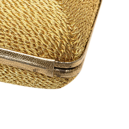 Chanel Coco Mark Clasp Chain Shoulder Bag In Gold Glitter Canvas