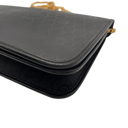 Christian Dior Vintage D7 Honeycomb Pattern Black Leather Shoulder Bag With Chain