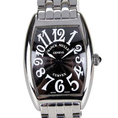 Franck Muller Tonneau Curvex Watch 1752B Quartz Black Dial Stainless Steel