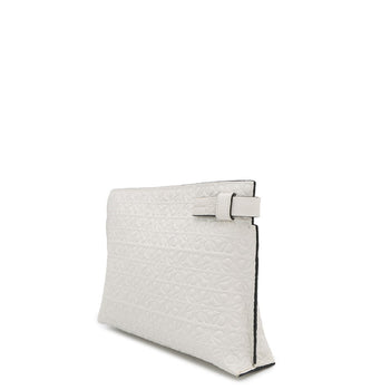 Loewe Clutch Bag Anagram Repeat T Pouch Leather 107.55.K36 White