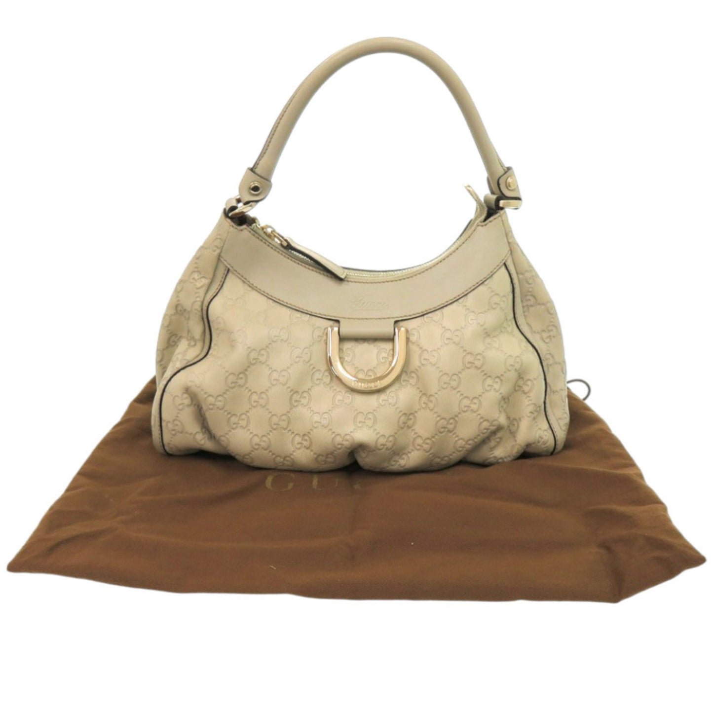 Gucci Guccissima Abby 190525 Leather Ivory Shoulder Bag 0189 Gucci