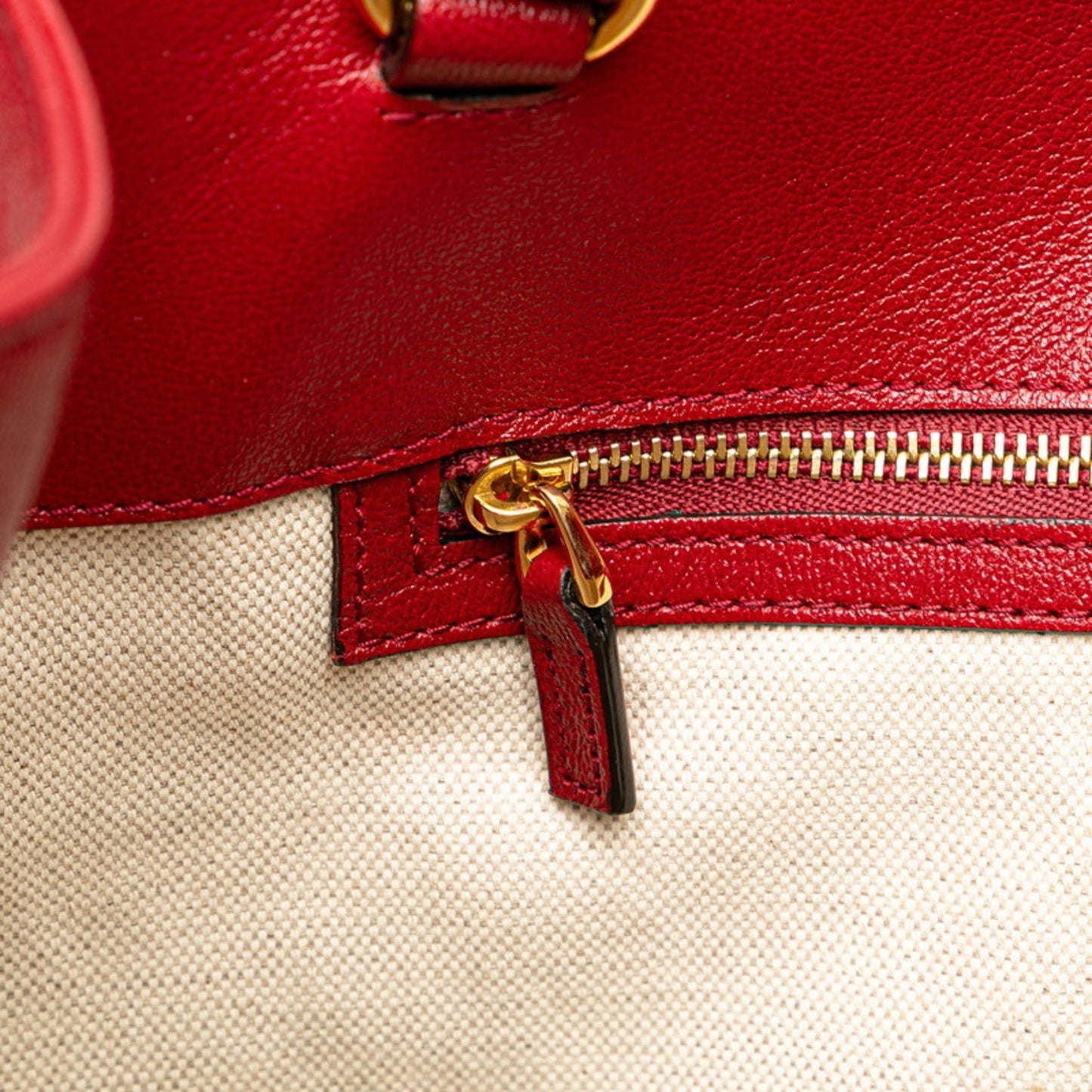 Gucci Gg Canvas Horsebit Tote Bag Shoulder 623694 Beige Red Leather