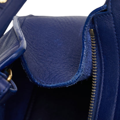 Saint Laurent Ysl Logo Petit Cabas Handbag/Shoulder Bag 2Way 311210 Blue Leather