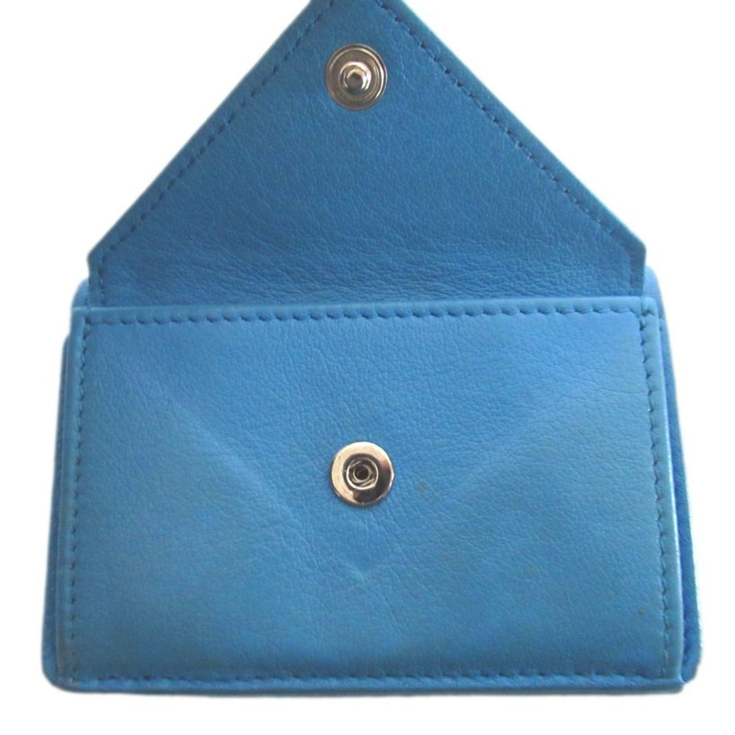 Balenciaga Paper Mini Leather Compact Wallet Tri-Fold Coin Purse Billfold Card Slot Blue