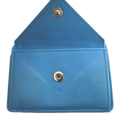 Balenciaga Paper Mini Leather Compact Wallet Tri-Fold Coin Purse Billfold Card Slot Blue