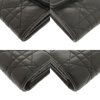Like New Christian Dior Caro Orchid Cannage Calfskin Black Long Wallet 0068