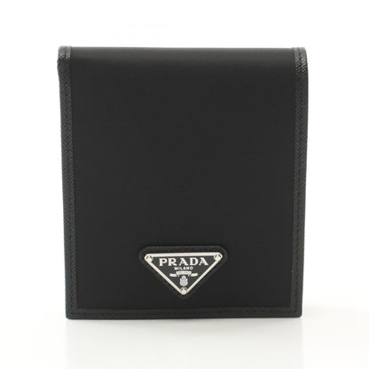 Prada Tessuto+Saffian Bi-Fold Wallet Nylon Saffiano Leather