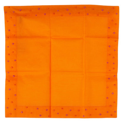 Hermes Polka Dot Embroidered Handkerchief Orange Cotton