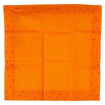 Hermes Polka Dot Embroidered Handkerchief Orange Cotton