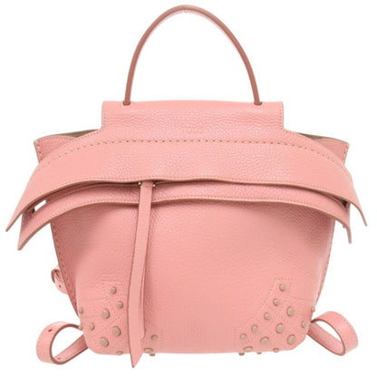 Tod'S Wave Line Backpack Leather Pink Rucksack Shoulder Handbag 0555Tod'S