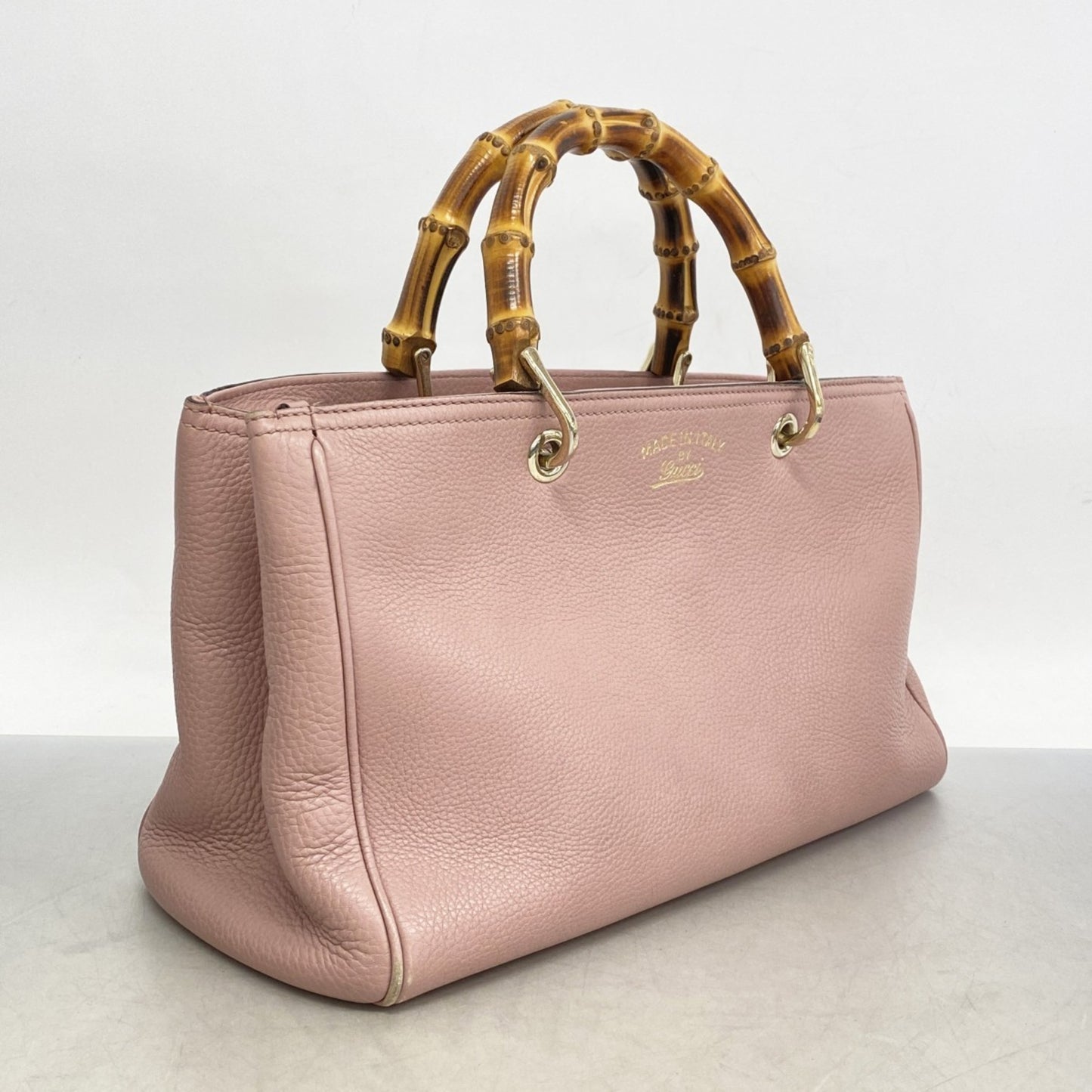 Gucci Bamboo Handbag 323660 Leather Pink Champagne 2-Way Bag