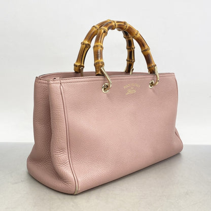 Gucci Bamboo Handbag 323660 Leather Pink Champagne 2-Way Bag