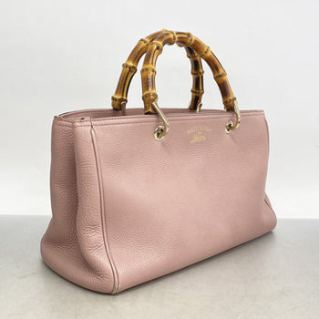 Gucci Bamboo Handbag 323660 Leather Pink Champagne 2-Way Bag