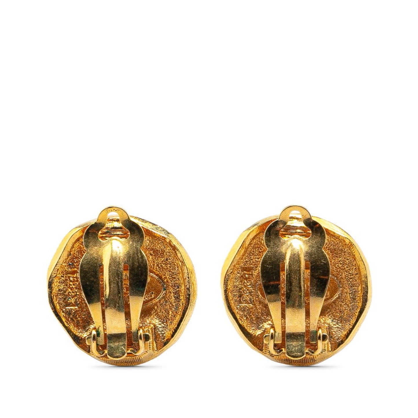 Chanel Lion Motif Earrings Gold Plated
