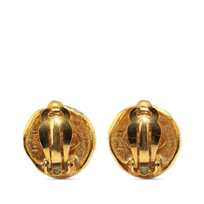 Chanel Lion Motif Earrings Gold Plated