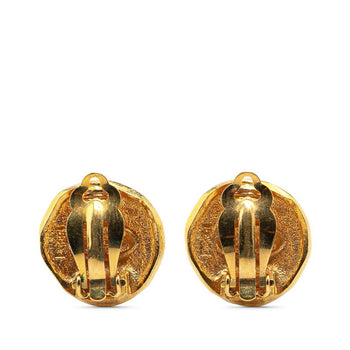 Chanel Lion Motif Earrings Gold Plated