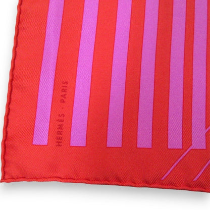Hermes H Au Galop Carr 45 100% Silk Scarf/Muffler Red