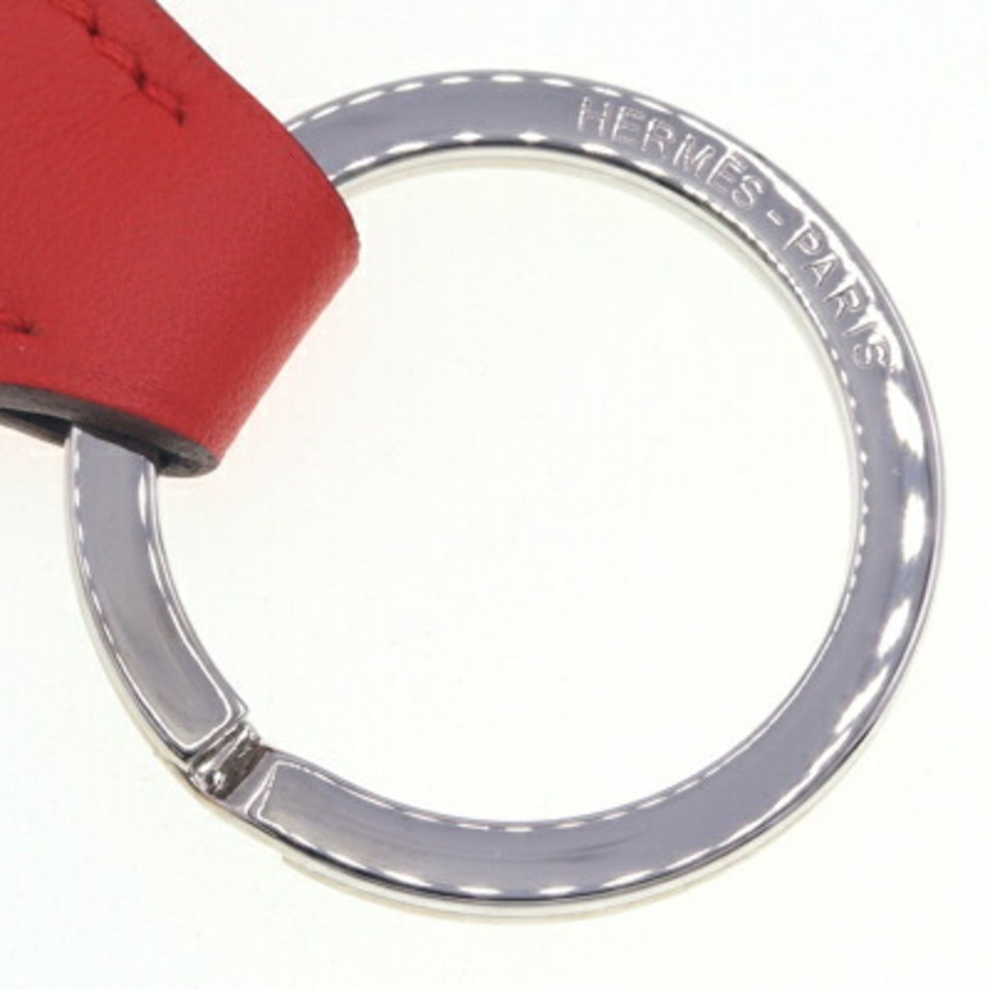 Herms Key Ring Porte Cles Tab Capucines Swift Leather Keychain Bag Charm Red