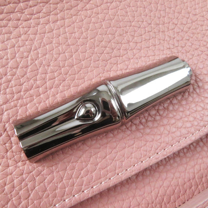 Longchamp Madeleine 2077886258 Logo-Embossed Leather Handbag In Dusty Pink