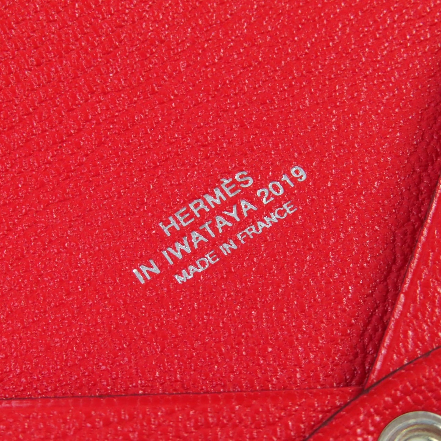 Hermes Calvi Chevre Rouge Coupe Silver Hardware Iwataya Exclusive Business Card Case