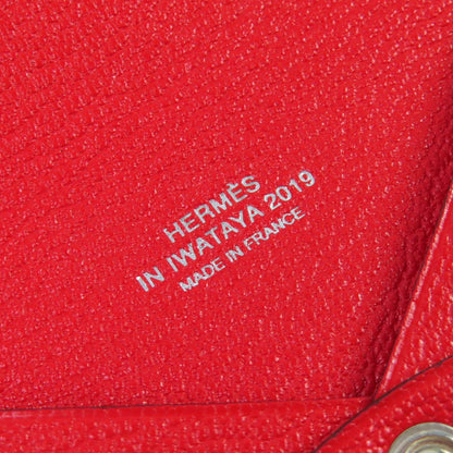Hermes Calvi Chevre Rouge Coupe Silver Hardware Iwataya Exclusive Business Card Case