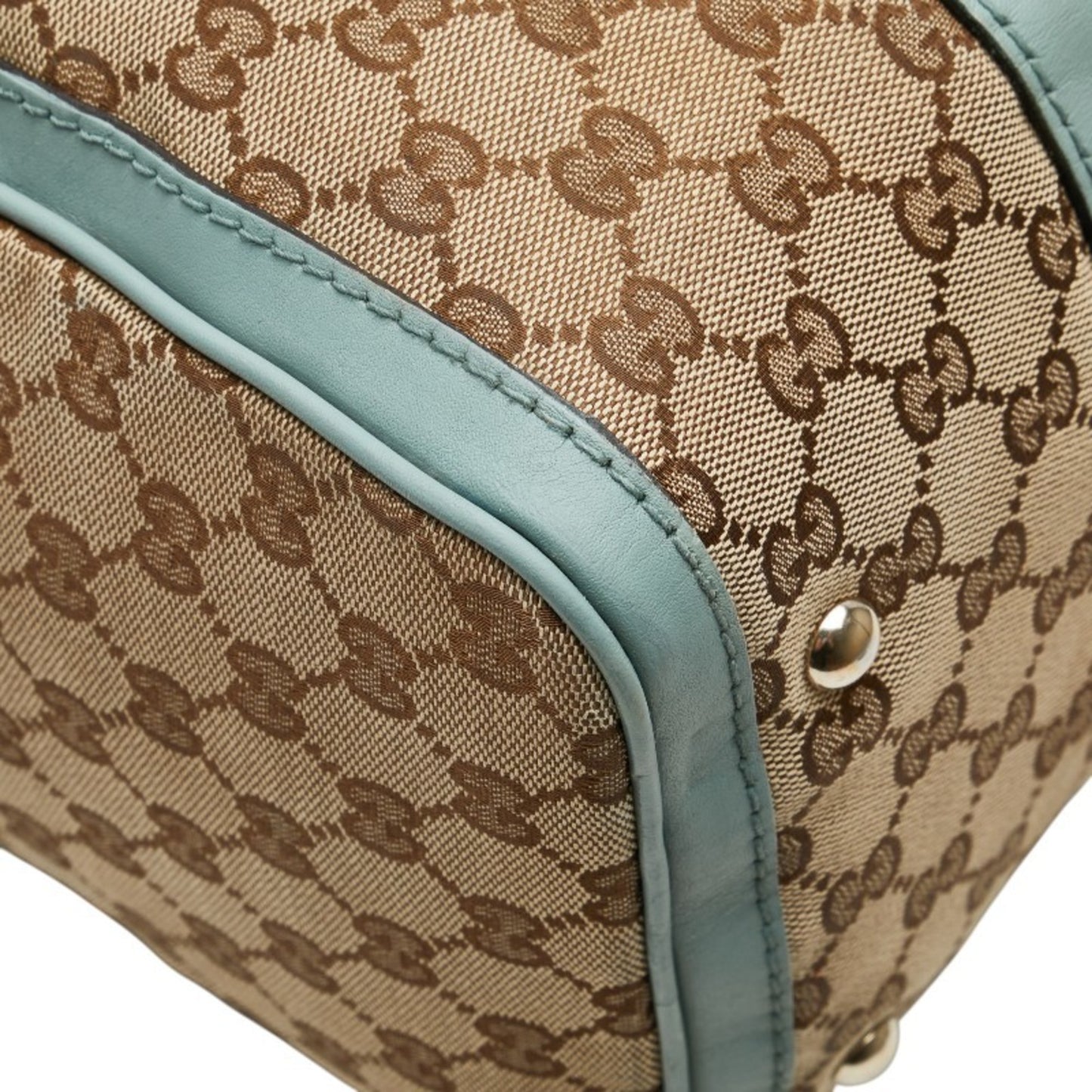 Gucci Gg Canvas Handbag/Shoulder Bag 2Way 247205 Beige Blue Leather