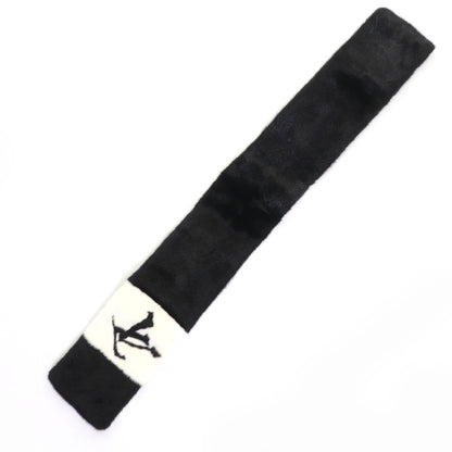Louis Vuitton M77866 Echarpe Gaugram Lv Logo Mink Fur Scarf/Tippet Shawl In Black And White With Box