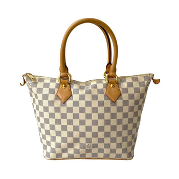 Louis Vuitton Saleya Pm Damier Azur Leather Tote Bag