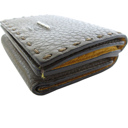 Fendi Tri-Fold Wallet Leather Grey Silver