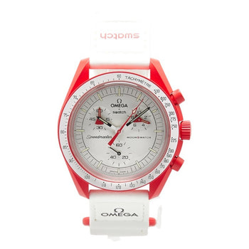 Omega X Swatch Moon Mission To Mars Wristwatch So33R100 Quartz White Dial Ceramic Nylon