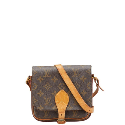 Louis Vuitton Monogram Mini Cartouchiere Crossbody Shoulder Bag M51254 Brown Leather