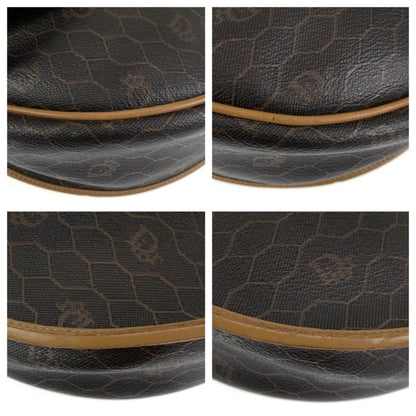Christian Dior Vintage Honeycomb Pattern Brown Gold Hardware Leather Shoulder Bag Pochette