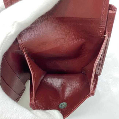 Cartier Bi-Fold Wallet Ec-23427 Bordeaux Must Leather Compact Folding