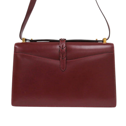 Herms Vintage Braided Strap Box Calf Rouge H Shoulder Bag With ?M Stamp