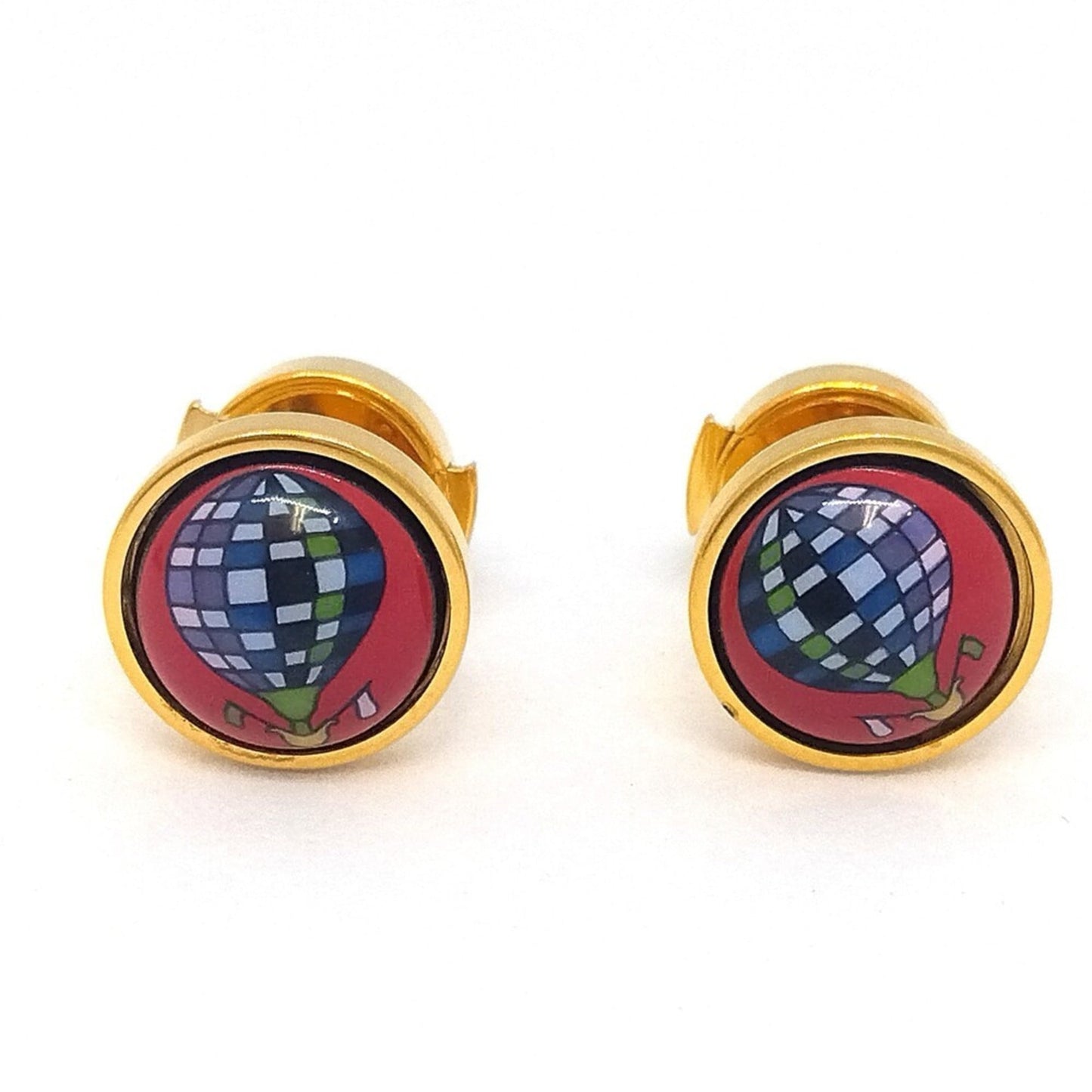 Hermes Herms Eclipse Enamel Earrings In Gold