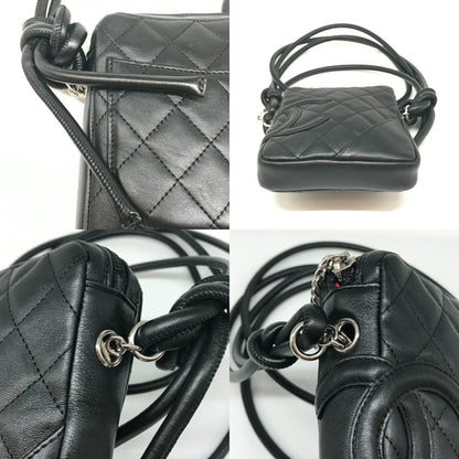 Chanel Cambon Line Small Pochette Black Leather Shoulder Bag Coco Mark 9Th Series Chanel