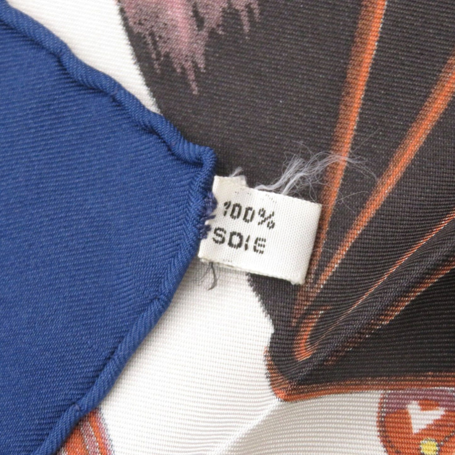 Herms Carr 90 "Les Voitures A Transformation" Folding Covered Wagon Silk Blue Scarf Muffler 0117