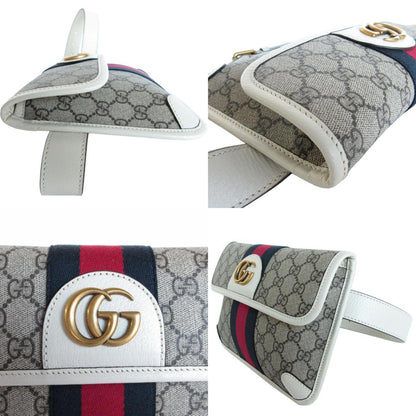 Gucci Waist Bag Belt Ophidia Gg Supreme Canvas Leather Beige Brown Off-White Gold
