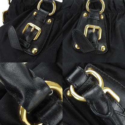 Prada Handbag Shoulder Nylon Leather Black
