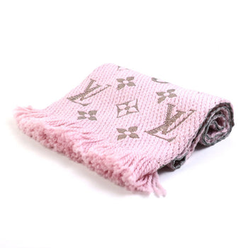 Louis Vuitton Muffler Escharp Logomania Shine Wool/Silk Pink X Silver
