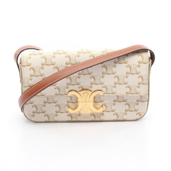 Celine Claude Triomphe Shoulder Bag Coated Canvas Leather