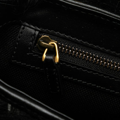 Gucci Gg Marmont Pattern Chain Shoulder Bag/Handbag 752026 Black/White Faux Fur/Leather